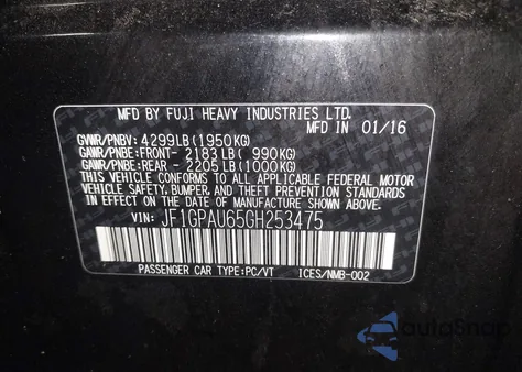 2016 Subaru Impreza 2.0I Sport Limited z USA, uszkodzony, nr VIN JF1GPAU65GH253475